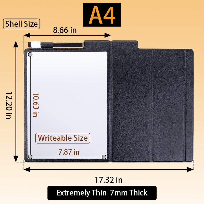 CRCHOM Small White Board 9" x 12" Portable Magnetic Desktop Dry Erase Board with Stand & PU Cover - A4 Notebook Whiteboard Easel for Office, Home, School (Black) - Image 5